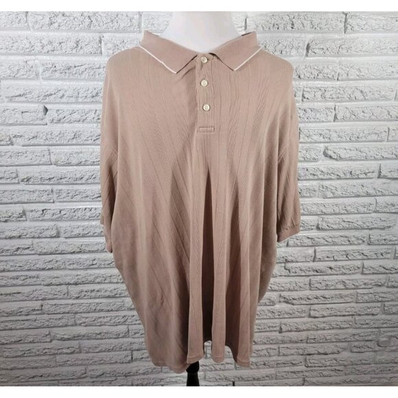 Goodfellow Mens Shirt 3XL Polo Short Sleeve Ribbed Tan Cotton Blend BRO46E - Picture 1 of 8